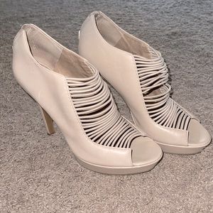 Jessica Nude Open Toe Booties with Elastic Detail (no box)